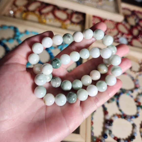 Natural Jade, Grade A, beaded bracelet - Picture 3 of 4